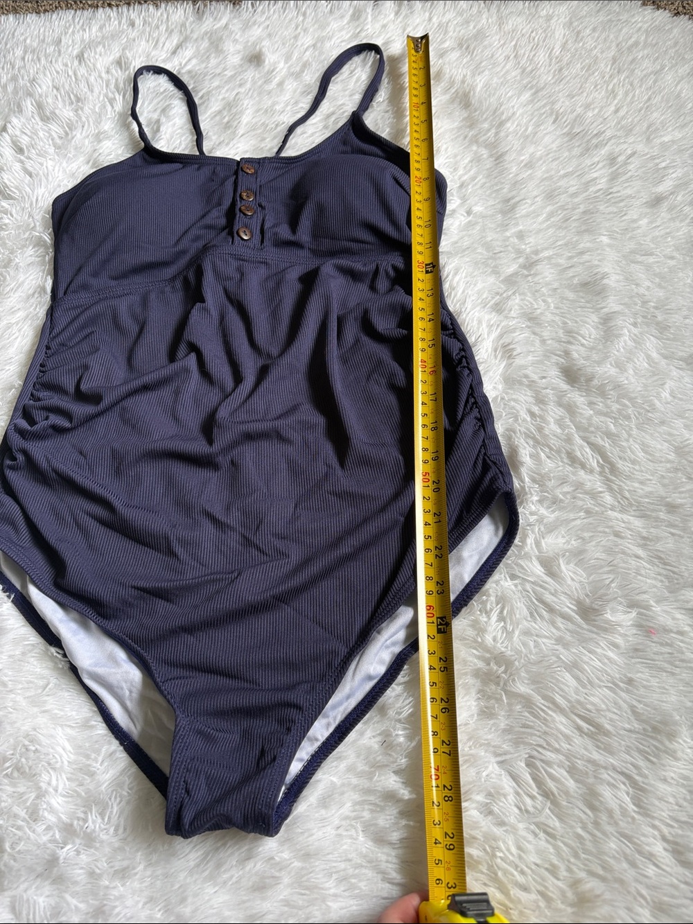 New In Packaging Zando Blue Ribbed Button Front One Piece Swimsuit L Maternity - Picture 5 of 13